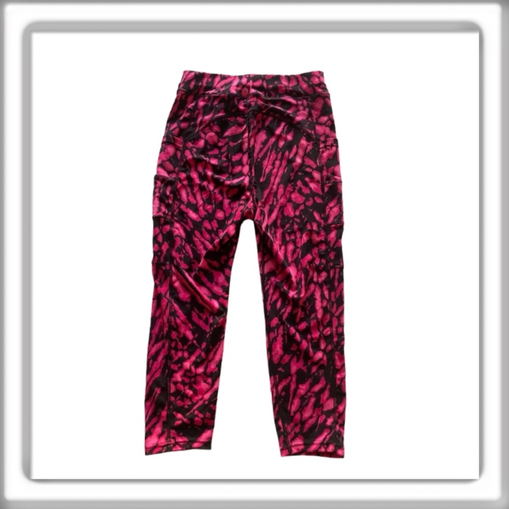 POP Fit Women’s Ankle Leggings Pink Navy Pockets Size Medium